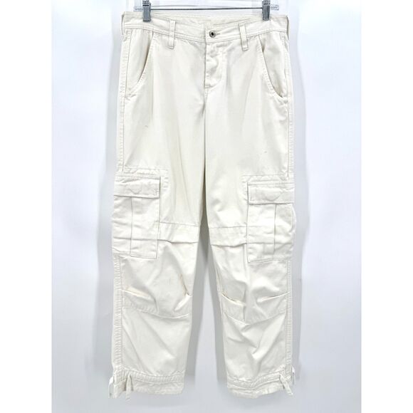 SUNDANCE White Cream Straight Leg Button Fly Cargo Pants Size 6 - Picture 1 of 8